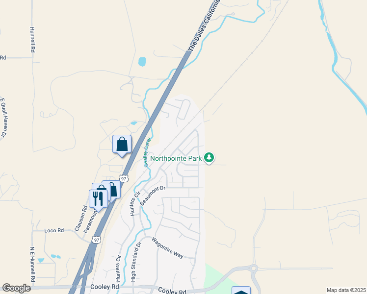 map of restaurants, bars, coffee shops, grocery stores, and more near 63842 Hunters Circle in Bend