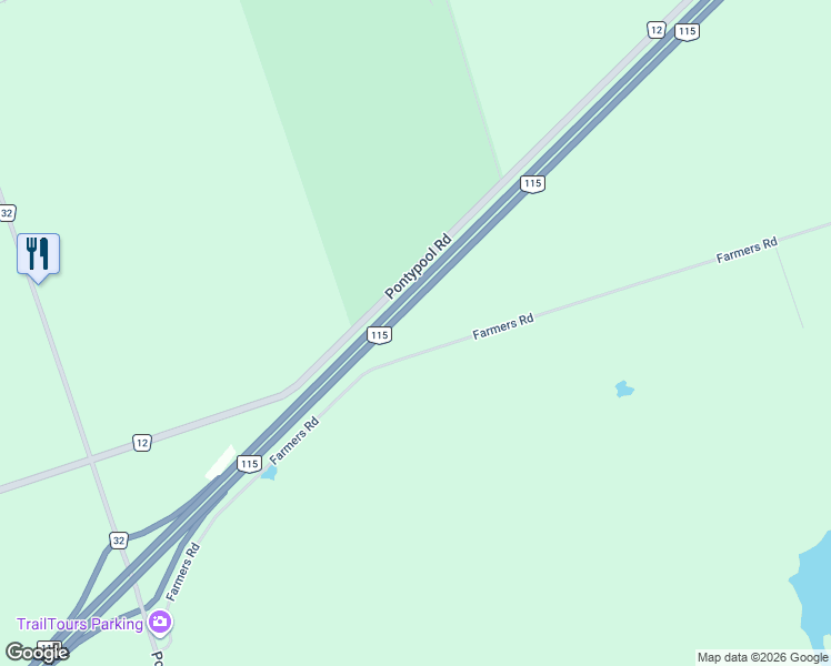 map of restaurants, bars, coffee shops, grocery stores, and more near 133 Farmers Road in Kawartha Lakes
