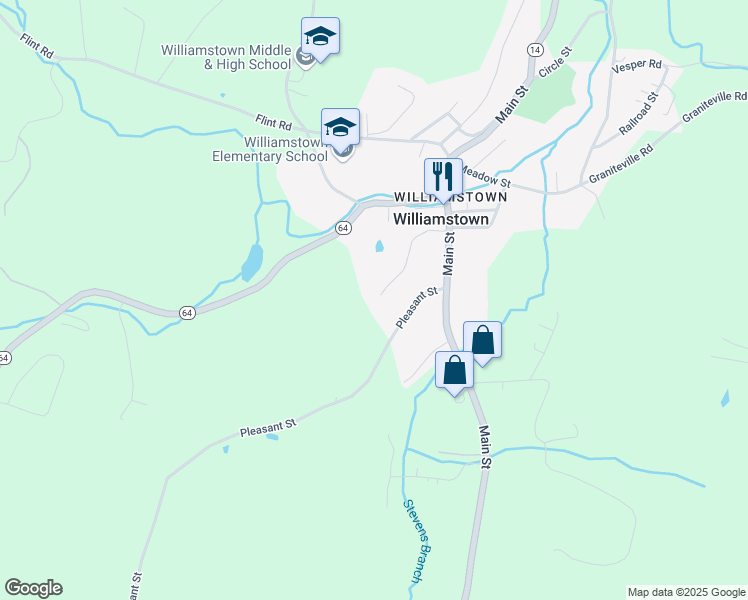 map of restaurants, bars, coffee shops, grocery stores, and more near 232 Garden Street in Williamstown
