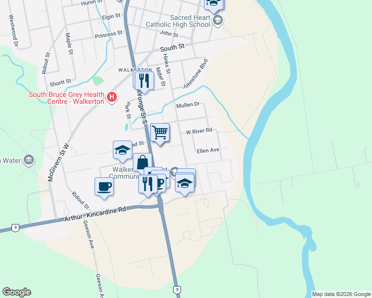 map of restaurants, bars, coffee shops, grocery stores, and more near 214 Hinks Street in Brockton