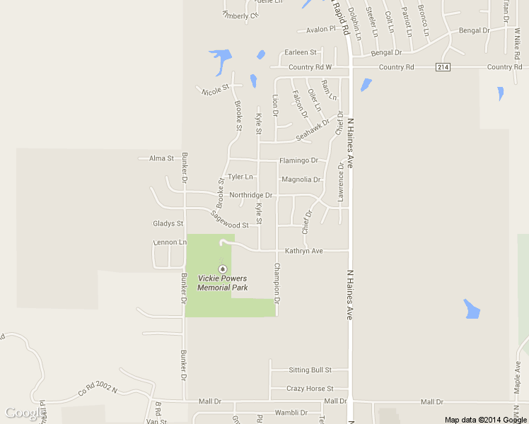 map of restaurants, bars, coffee shops, grocery stores, and more near 3438 Kyle Street in Rapid City