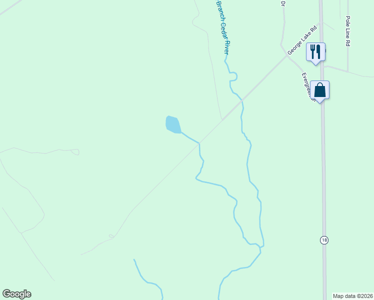 map of restaurants, bars, coffee shops, grocery stores, and more near Little George Lake Road in Gladwin