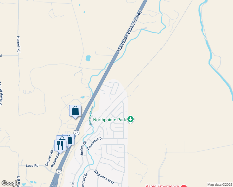 map of restaurants, bars, coffee shops, grocery stores, and more near 63930 North Highway 97 in Bend