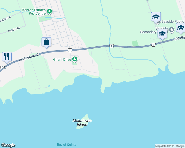 map of restaurants, bars, coffee shops, grocery stores, and more near 30 Hunt Lane in Quinte West
