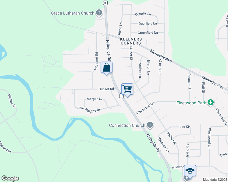 map of restaurants, bars, coffee shops, grocery stores, and more near 1629 Sylvan Drive in Manitowoc