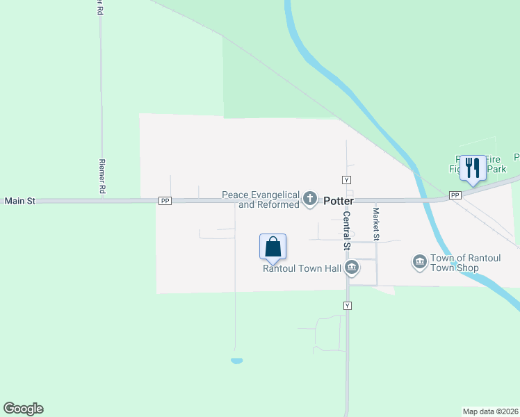 map of restaurants, bars, coffee shops, grocery stores, and more near 141 Main Street in Potter
