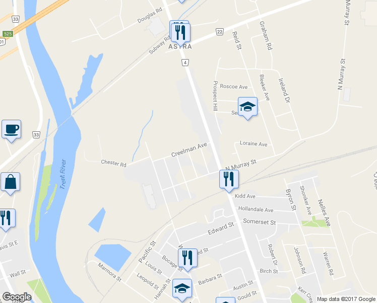 map of restaurants, bars, coffee shops, grocery stores, and more near 43 Leonard Ave in Quinte West