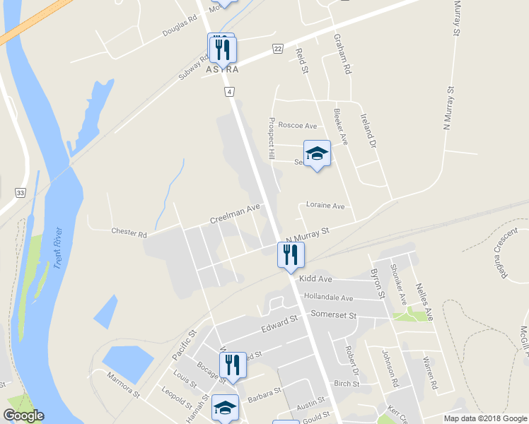 map of restaurants, bars, coffee shops, grocery stores, and more near 334 Sidney Street in Quinte West