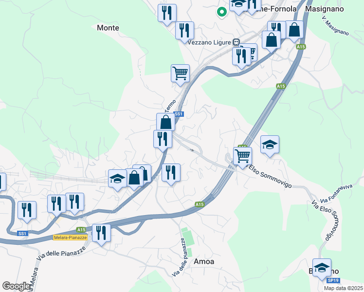 map of restaurants, bars, coffee shops, grocery stores, and more near 141 Via Elso Sommovigo in Arcola