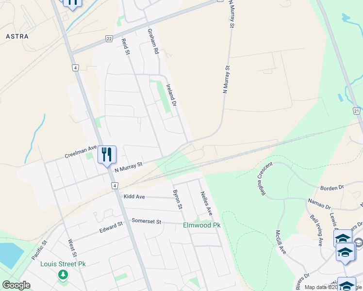 map of restaurants, bars, coffee shops, grocery stores, and more near North Murray Street in Quinte West