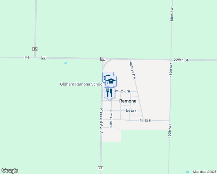 map of restaurants, bars, coffee shops, grocery stores, and more near 220 West 2nd Street in Ramona