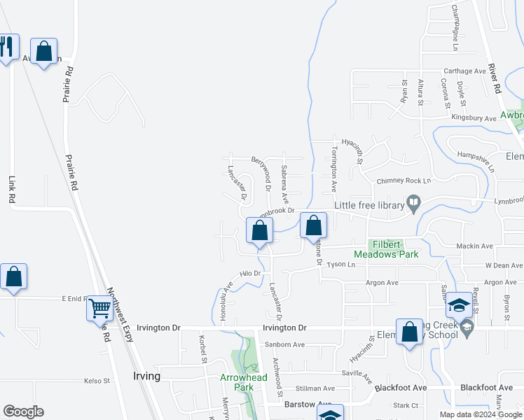 map of restaurants, bars, coffee shops, grocery stores, and more near 605 Lynnbrook Drive in Eugene