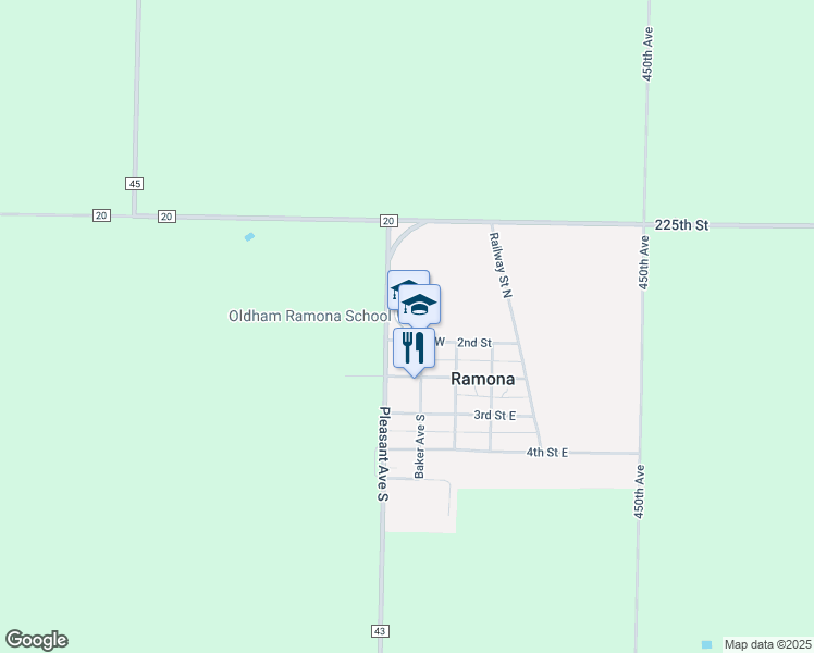 map of restaurants, bars, coffee shops, grocery stores, and more near 220 West 2nd Street in Ramona