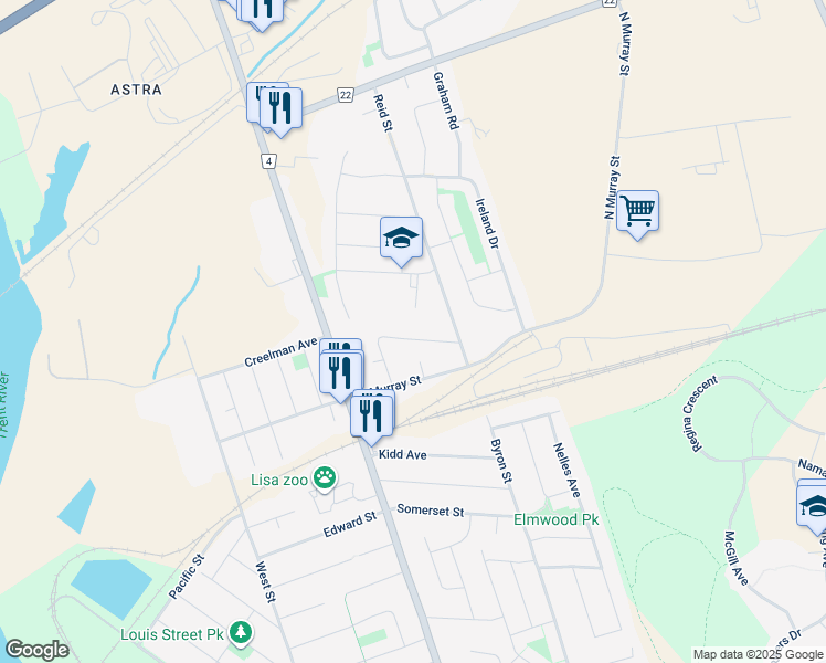 map of restaurants, bars, coffee shops, grocery stores, and more near 17 Loraine Avenue in Quinte West