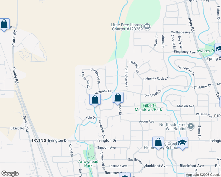 map of restaurants, bars, coffee shops, grocery stores, and more near 455 Lynnbrook Drive in Eugene
