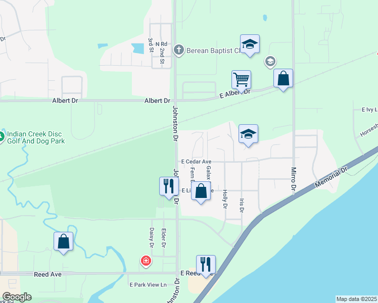 map of restaurants, bars, coffee shops, grocery stores, and more near 1705 Cedar Grove Drive in Manitowoc