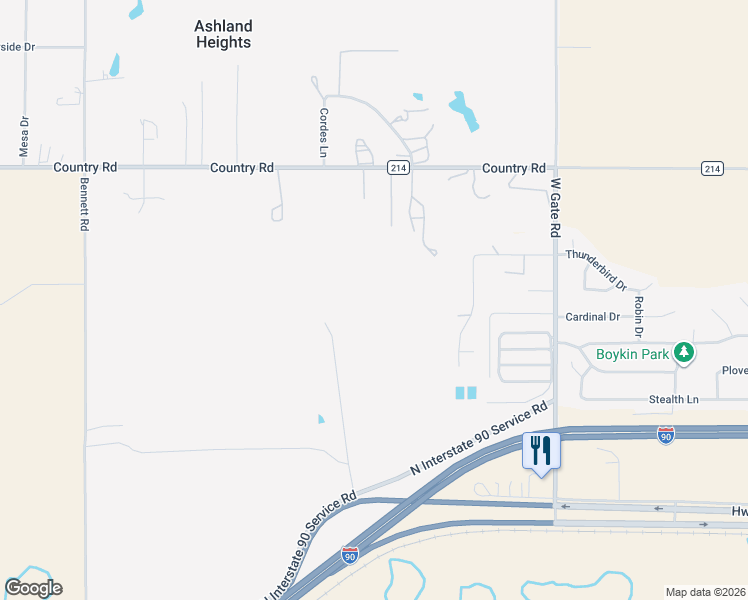 map of restaurants, bars, coffee shops, grocery stores, and more near 22636 Gisi Road in Rapid City