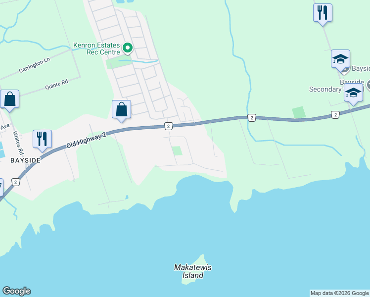 map of restaurants, bars, coffee shops, grocery stores, and more near 18 Alice Avenue in Quinte West