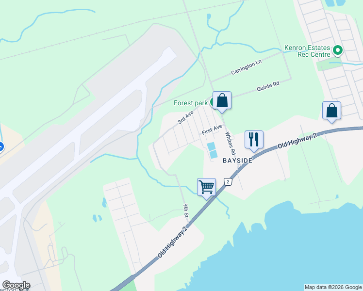 map of restaurants, bars, coffee shops, grocery stores, and more near 63 Whites Road in Quinte West
