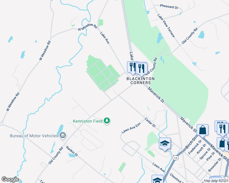 map of restaurants, bars, coffee shops, grocery stores, and more near 492 Old County Road in Rockland