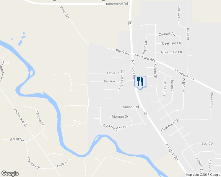 map of restaurants, bars, coffee shops, grocery stores, and more near 4922 Roneta Lane in Manitowoc