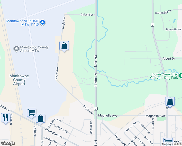 map of restaurants, bars, coffee shops, grocery stores, and more near 1821 Abbey Ridge Lane in Manitowoc