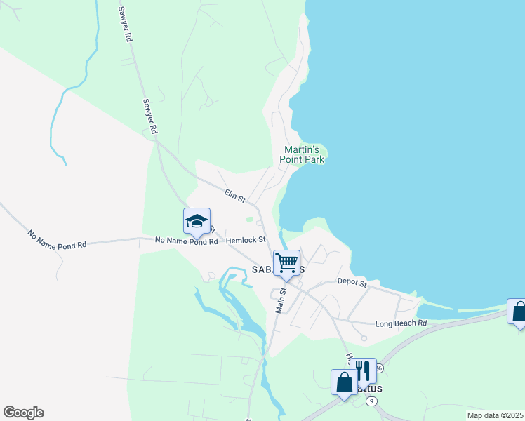 map of restaurants, bars, coffee shops, grocery stores, and more near 71 Elm Street in Sabattus