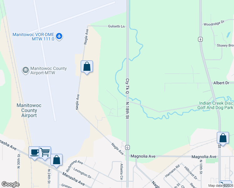 map of restaurants, bars, coffee shops, grocery stores, and more near 1840 Abbey Ridge Lane in Manitowoc