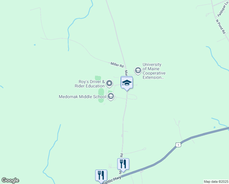 map of restaurants, bars, coffee shops, grocery stores, and more near 320 Manktown Road in Waldoboro