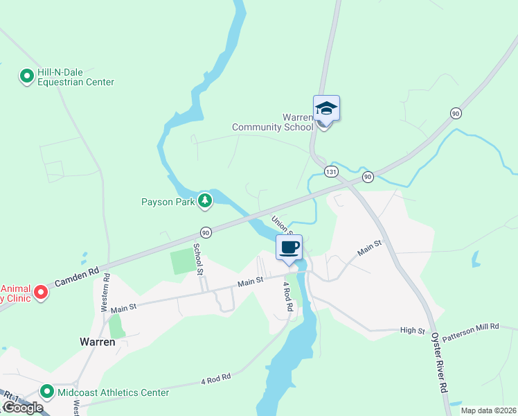 map of restaurants, bars, coffee shops, grocery stores, and more near 21 Conary Lane in Warren