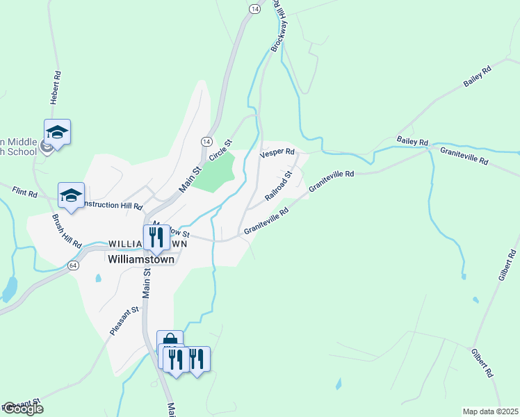 map of restaurants, bars, coffee shops, grocery stores, and more near 40 Railroad St in Williamstown