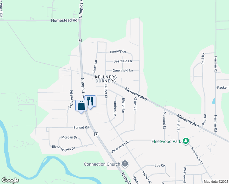map of restaurants, bars, coffee shops, grocery stores, and more near 2111 Sharon Lane in Manitowoc