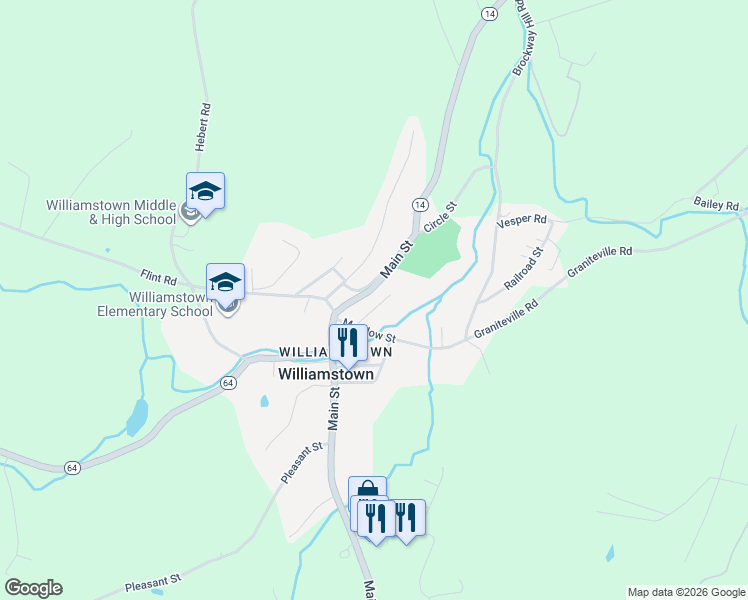 map of restaurants, bars, coffee shops, grocery stores, and more near 67 Lathrop Court in Williamstown