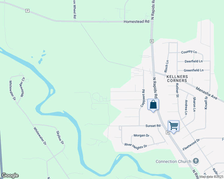 map of restaurants, bars, coffee shops, grocery stores, and more near 5124 Elmer Lane in Manitowoc