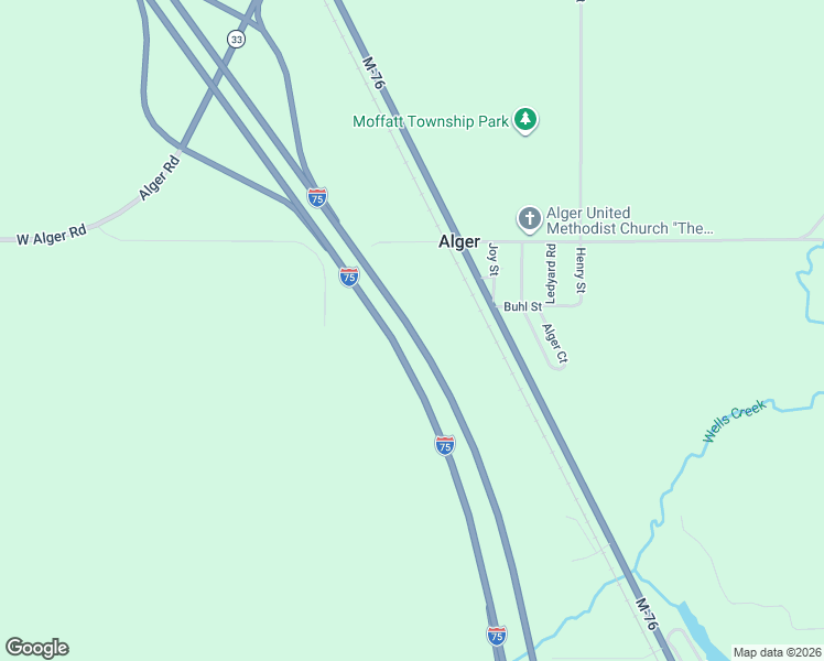 map of restaurants, bars, coffee shops, grocery stores, and more near Interstate 75 in Alger