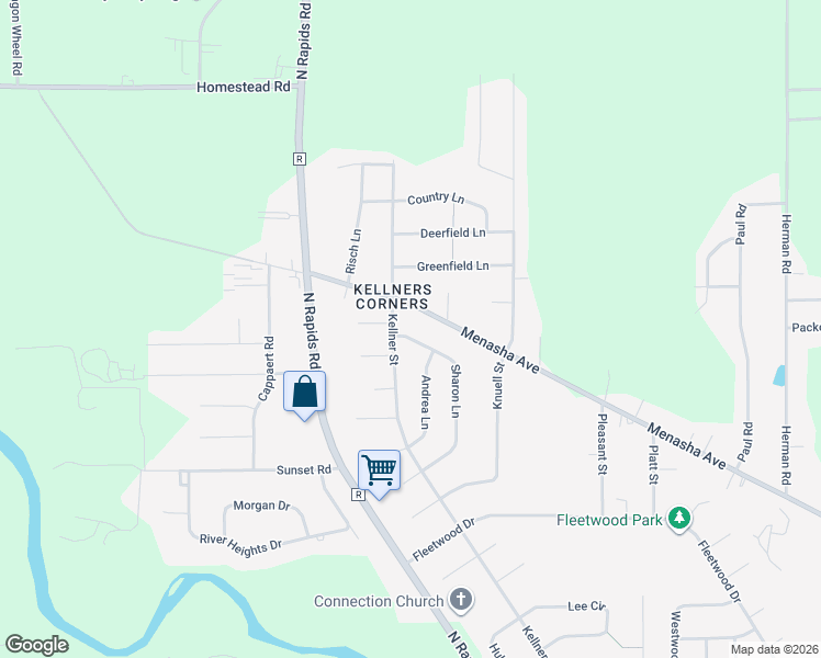 map of restaurants, bars, coffee shops, grocery stores, and more near 2111 Sharon Lane in Manitowoc
