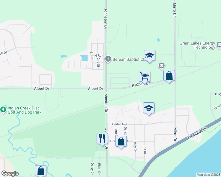 map of restaurants, bars, coffee shops, grocery stores, and more near 643 East Albert Drive in Manitowoc