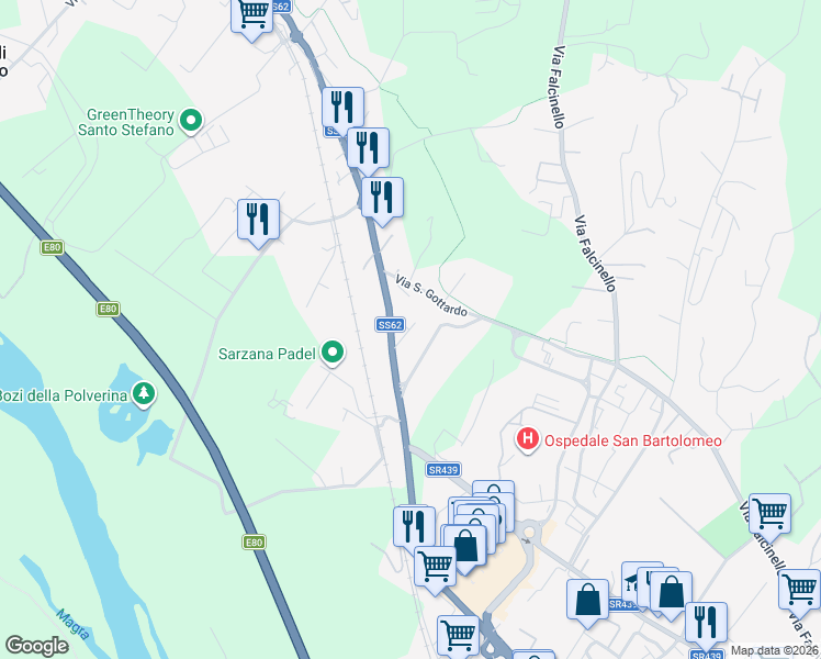 map of restaurants, bars, coffee shops, grocery stores, and more near 8 Via Cisa Traversa III in Sarzana