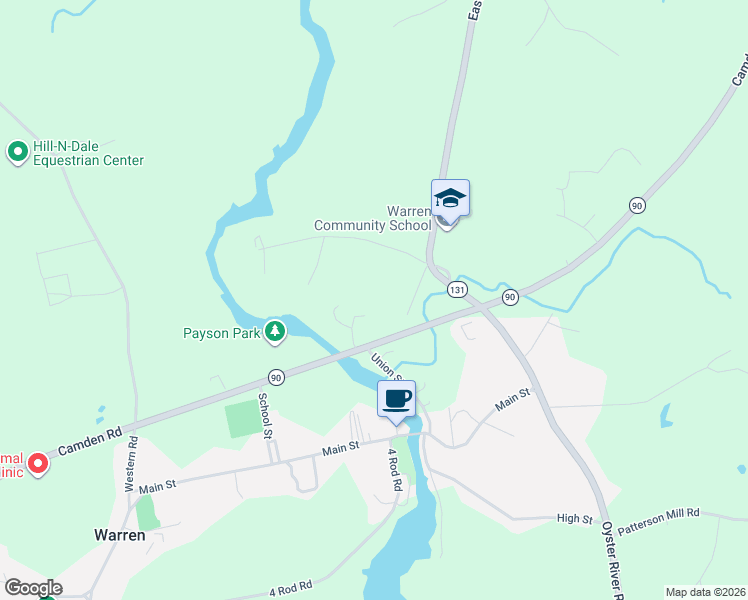 map of restaurants, bars, coffee shops, grocery stores, and more near 21 Conary Lane in Warren