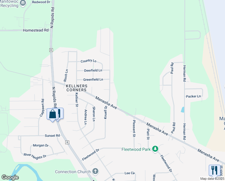 map of restaurants, bars, coffee shops, grocery stores, and more near 4251 Last Court in Manitowoc