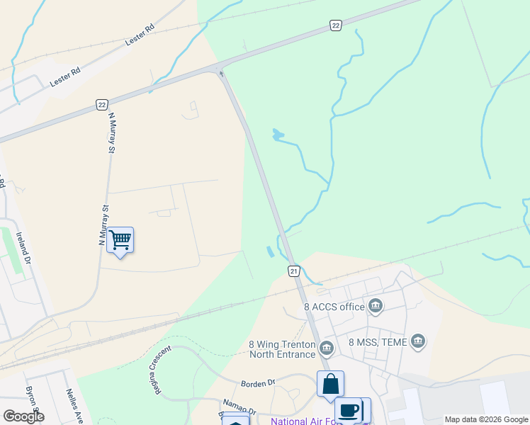 map of restaurants, bars, coffee shops, grocery stores, and more near 461 RCAF Road in Quinte West