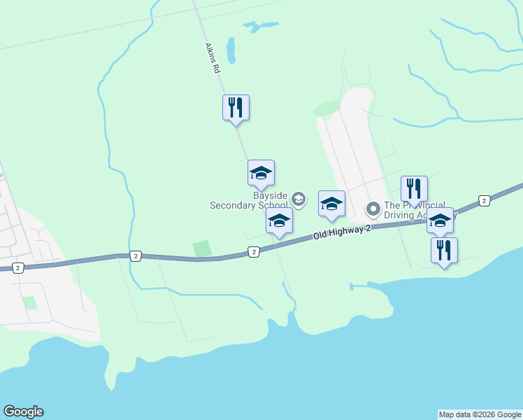 map of restaurants, bars, coffee shops, grocery stores, and more near 119 Aikins Road in Belleville