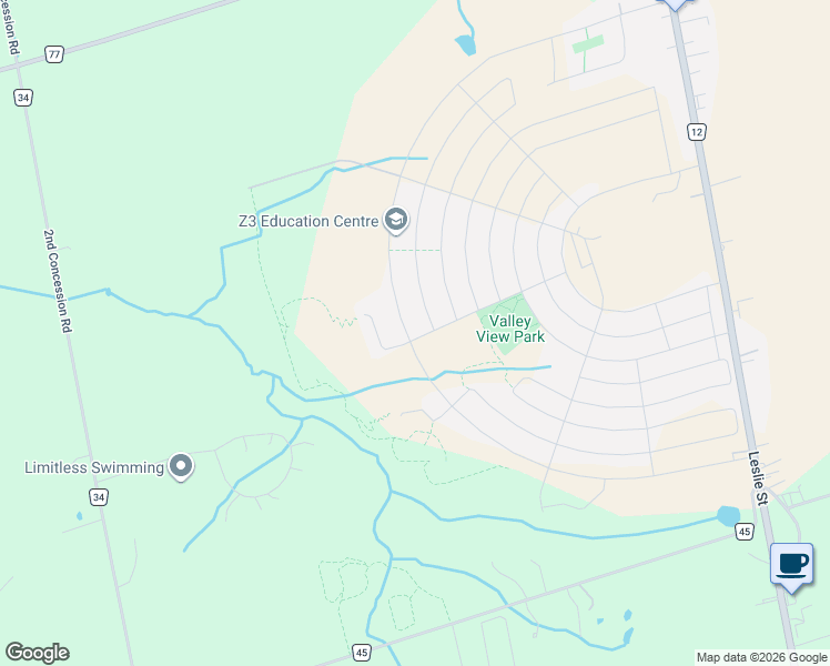 map of restaurants, bars, coffee shops, grocery stores, and more near 20124 Leslie Street in East Gwillimbury
