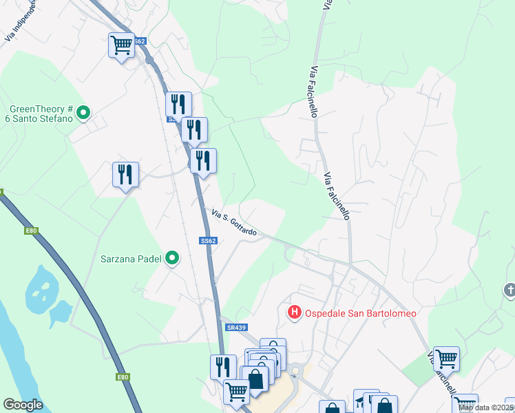 map of restaurants, bars, coffee shops, grocery stores, and more near 61 Via Montallegro in Sarzana