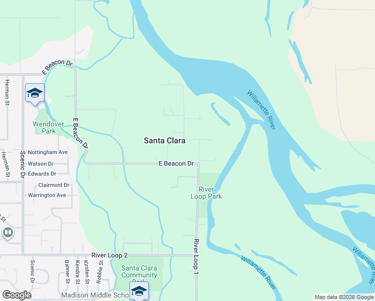 map of restaurants, bars, coffee shops, grocery stores, and more near 1900 East Beacon Drive in Eugene