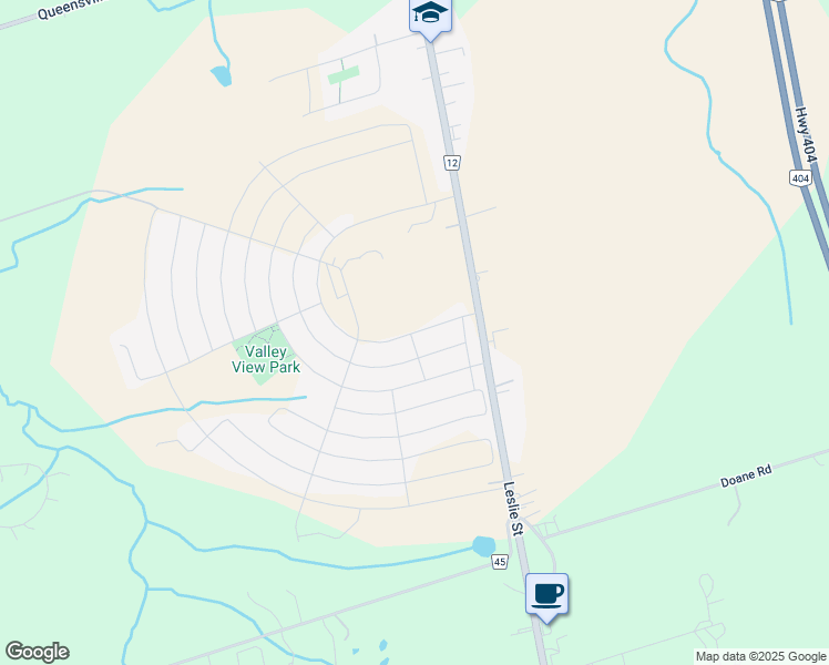 map of restaurants, bars, coffee shops, grocery stores, and more near Jim Mortson Drive in East Gwillimbury