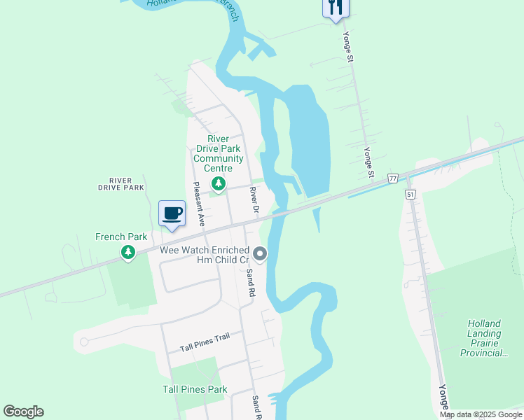 map of restaurants, bars, coffee shops, grocery stores, and more near in East Gwillimbury