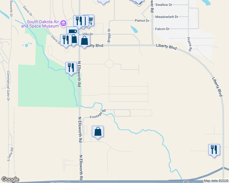 map of restaurants, bars, coffee shops, grocery stores, and more near in Ellsworth Air Force Base