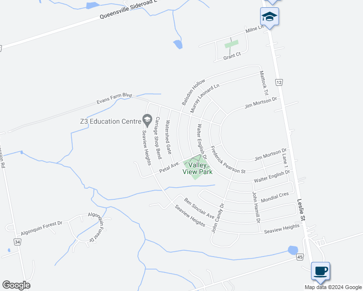 map of restaurants, bars, coffee shops, grocery stores, and more near 27 Balsdon Hollow in East Gwillimbury