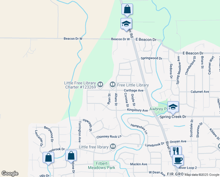 map of restaurants, bars, coffee shops, grocery stores, and more near 302 Carthage Avenue in Eugene